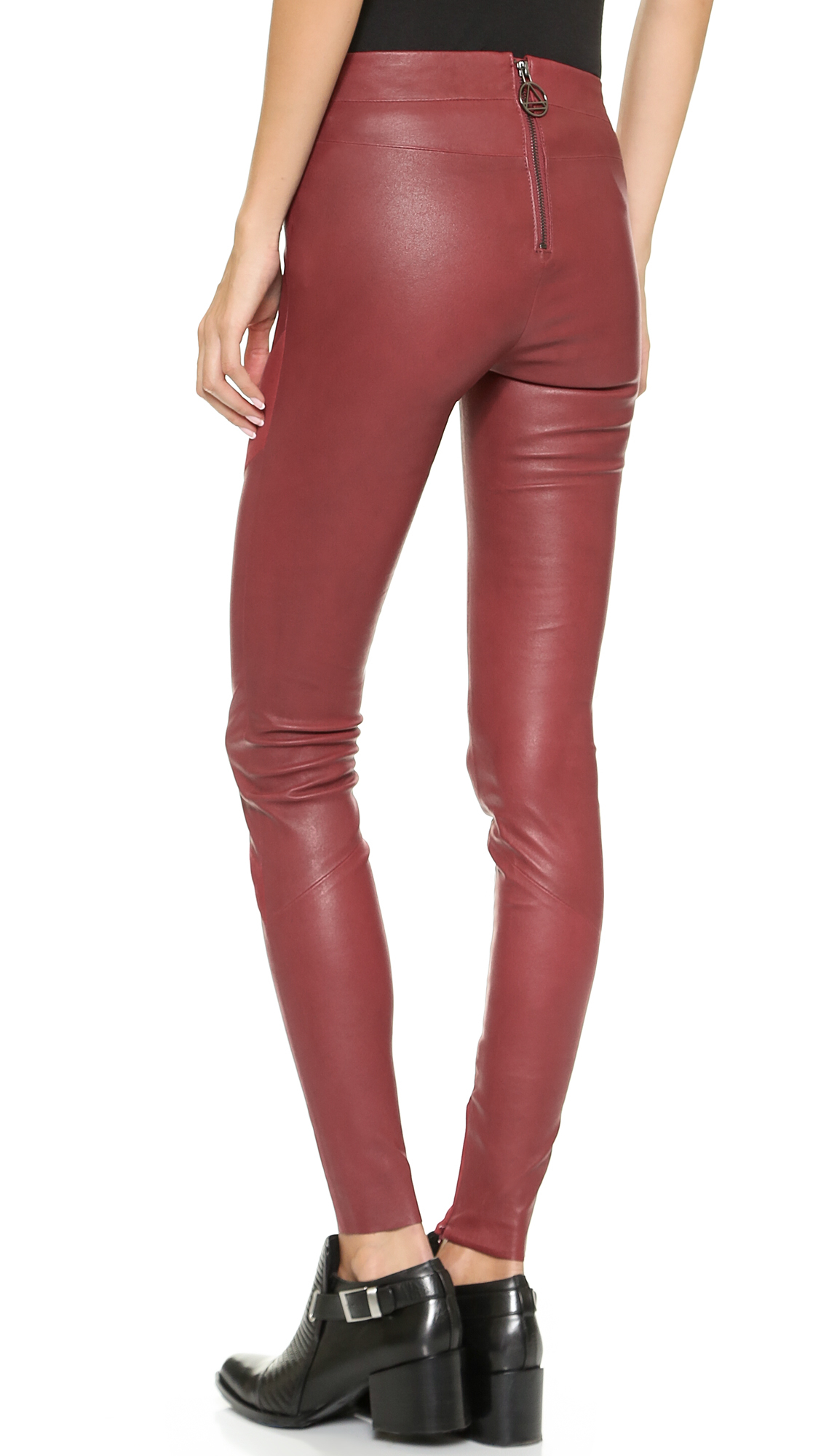 pink leather pants