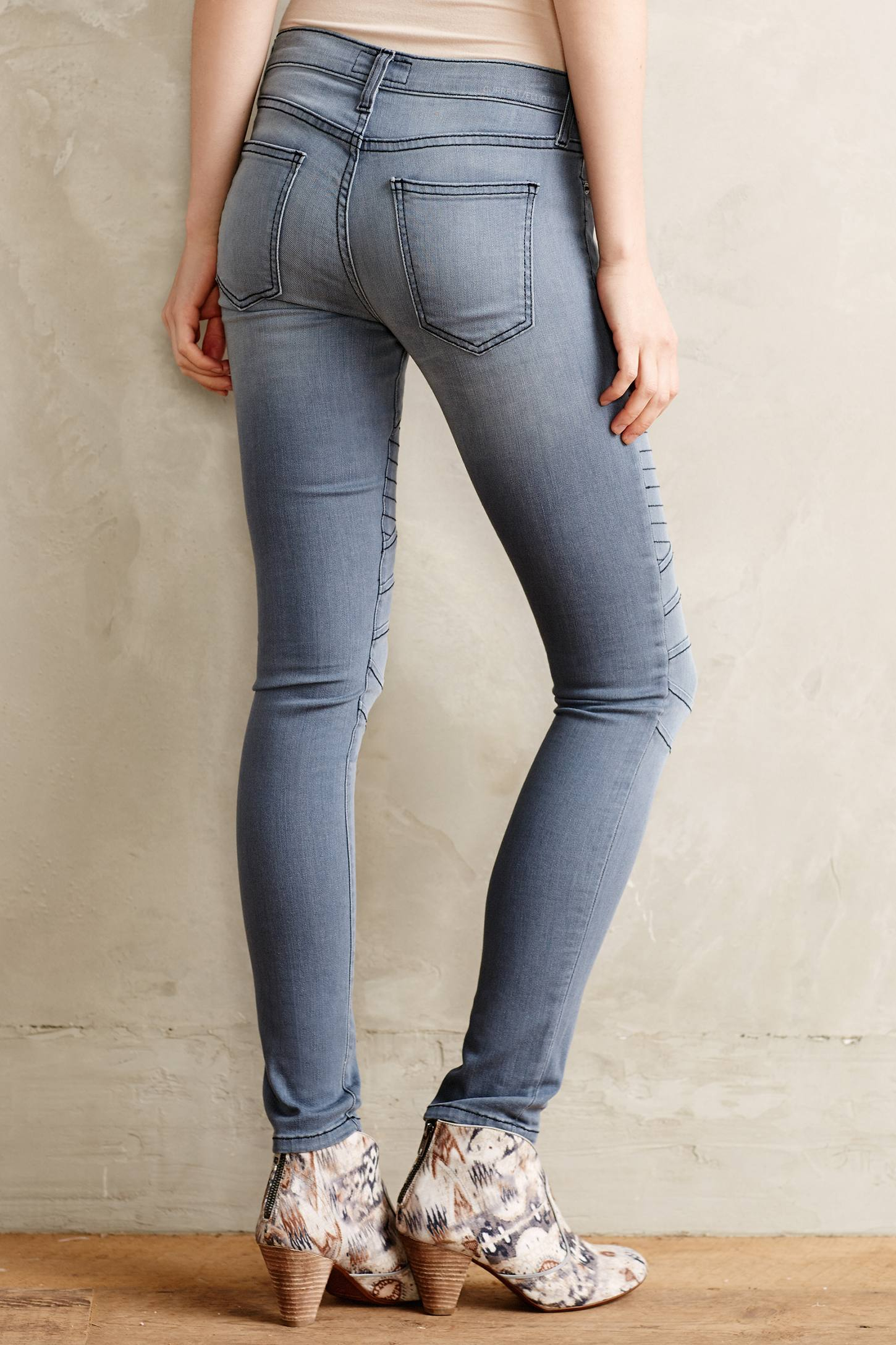 Lyst - Current/Elliott Moto Ankle Skinny Jeans in Gray