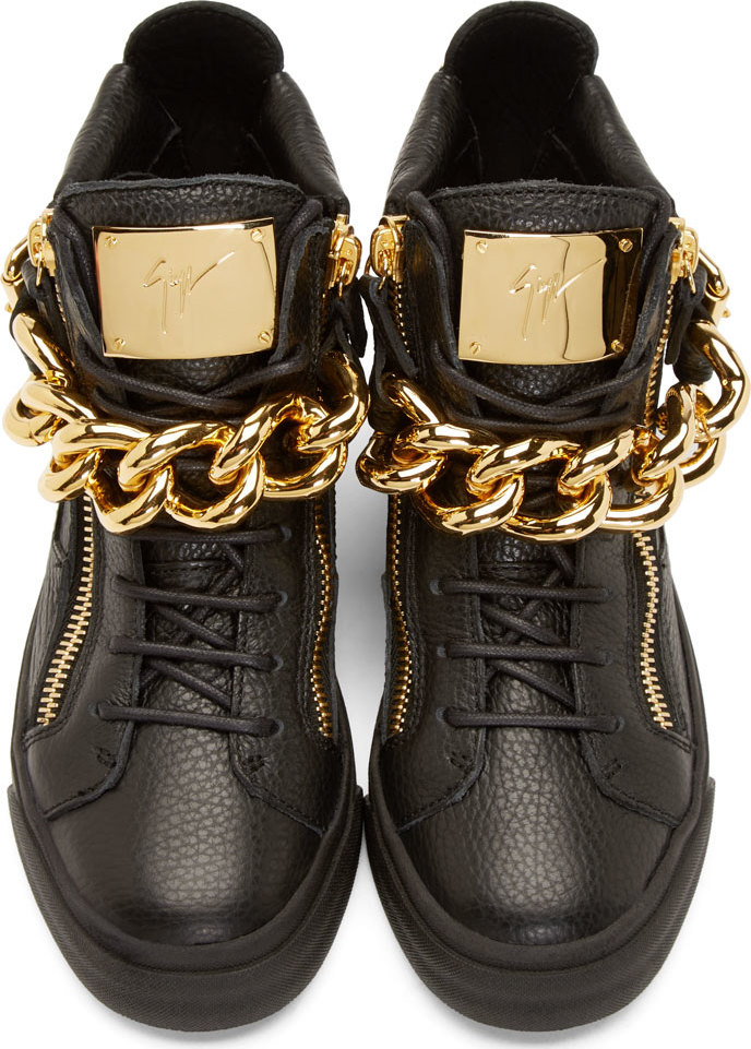 black and gold giuseppe trainers