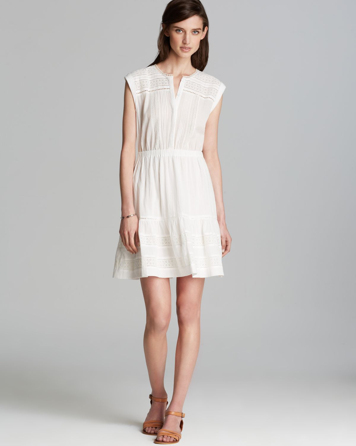 Lyst Rebecca Taylor Dress Cap Sleeve Textured In Natural Gallery