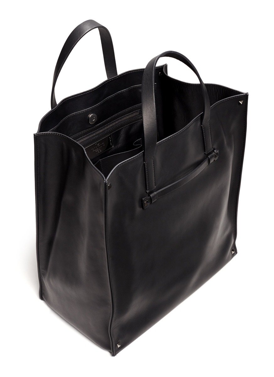 Valentino Rockstud Leather Tote Bag in Black for Men - Lyst