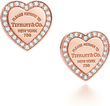 tiffany return heart 18k diamonds earrings rose mini pink gold