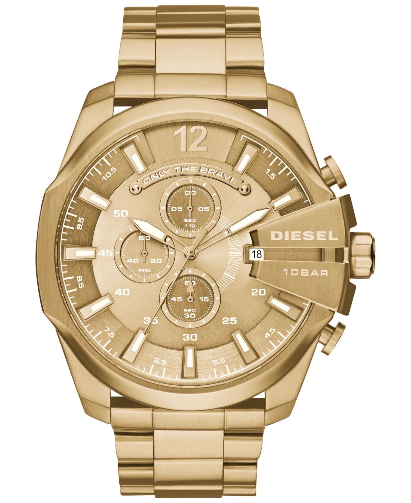 Diesel Men's Chronograph Mega Chief Goldtone Stainless Steel Bracelet