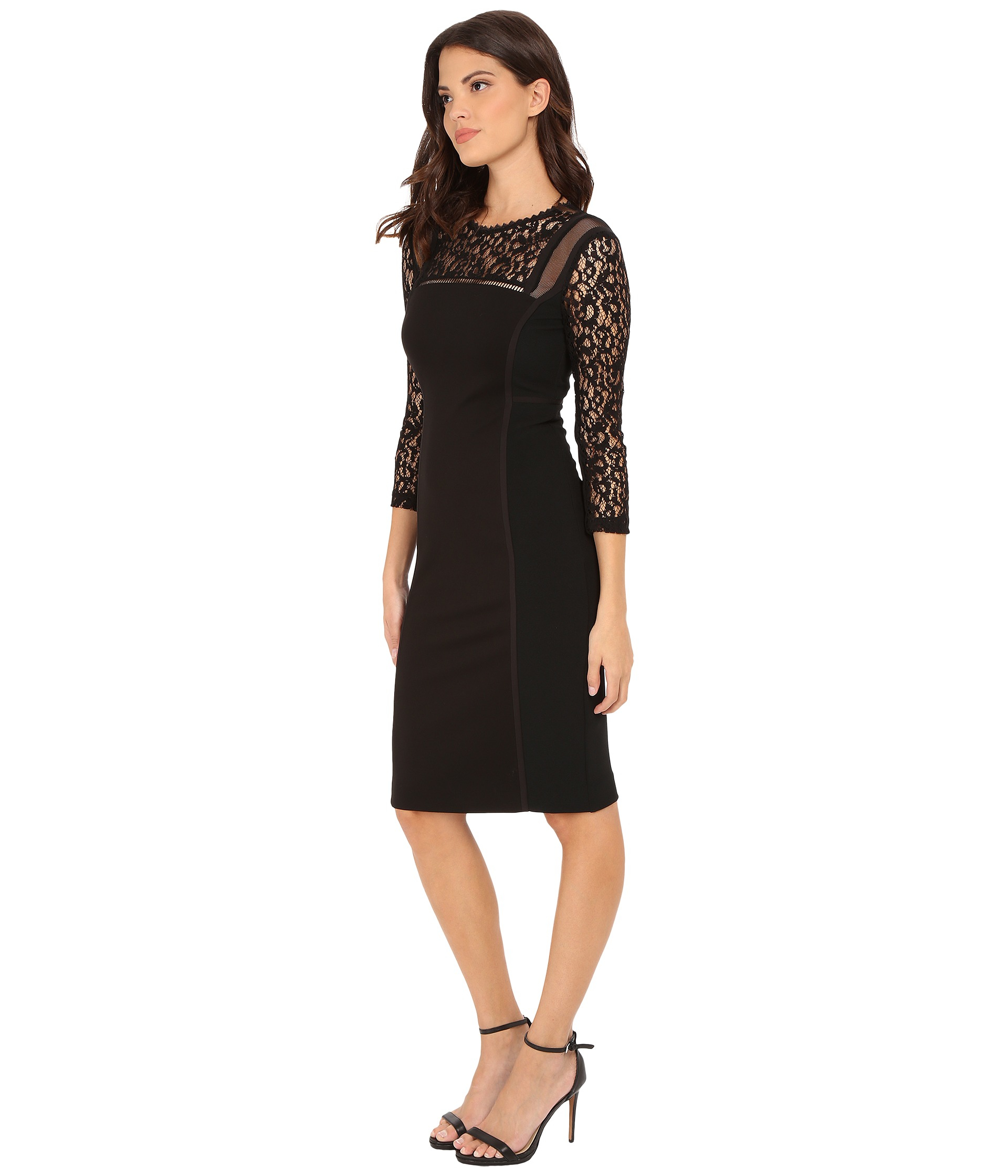 Lyst Rebecca Taylor Lace Mix Dress In Black Gallery