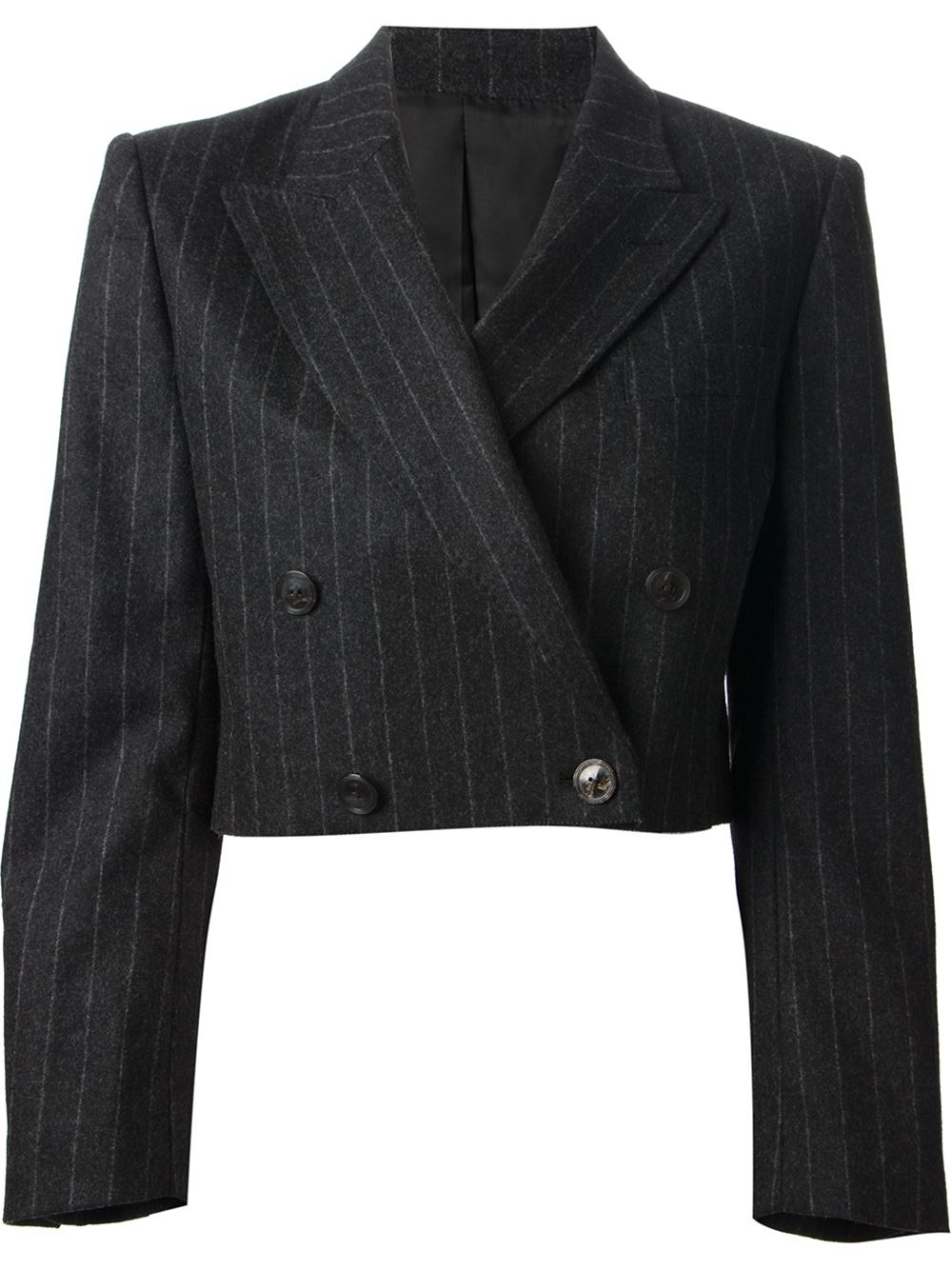 Jean Paul Gaultier Cropped Pinstripe Jacket in Gray (grey) | Lyst