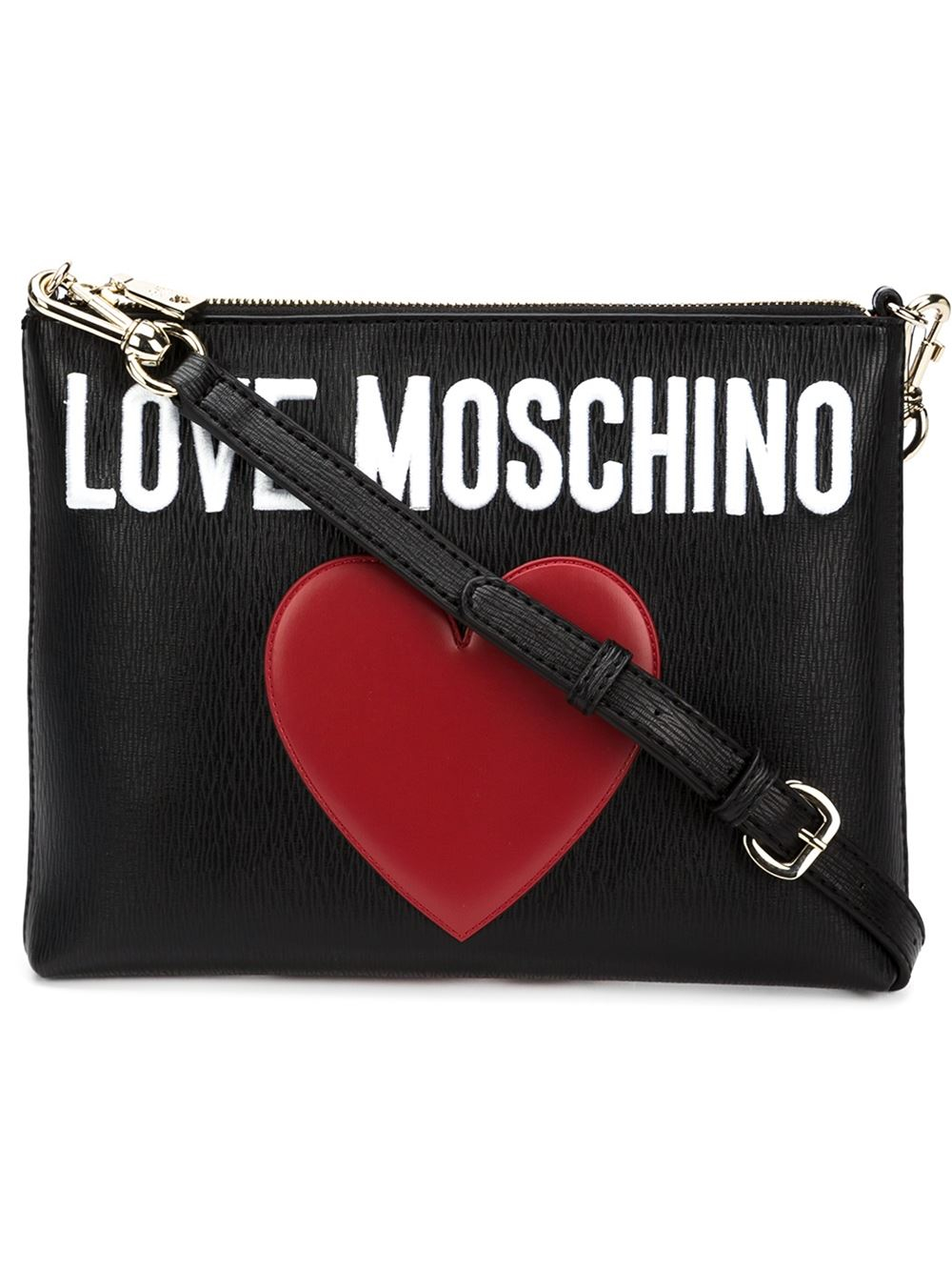 Lyst Love Moschino Stitched Heart CrossBody Bag in Black