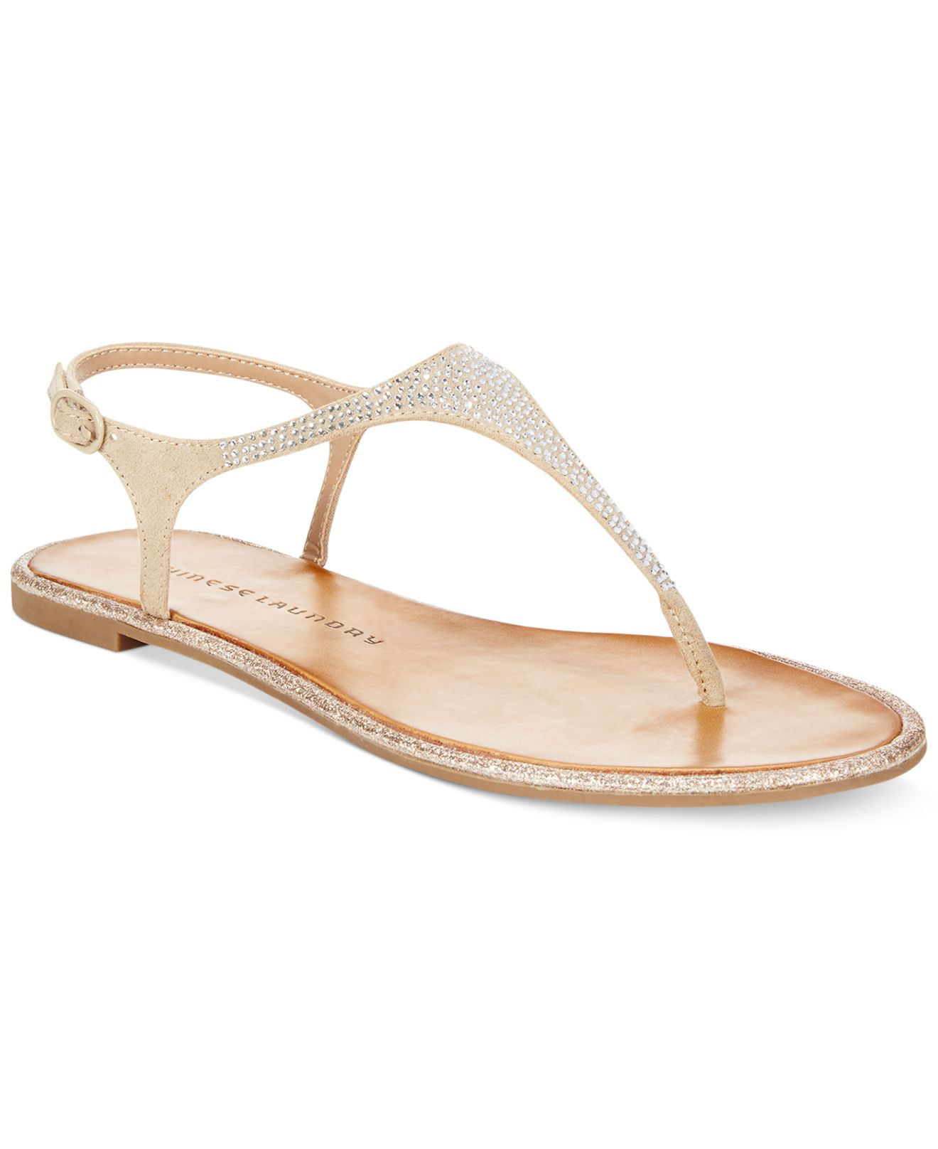 Lyst - Chinese Laundry Glam Rock Flat Thong Sandals in Natural