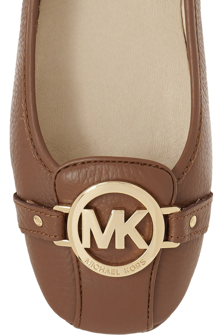 Lyst - Michael michael kors Fulton Textured-Leather Ballet Flats in Brown