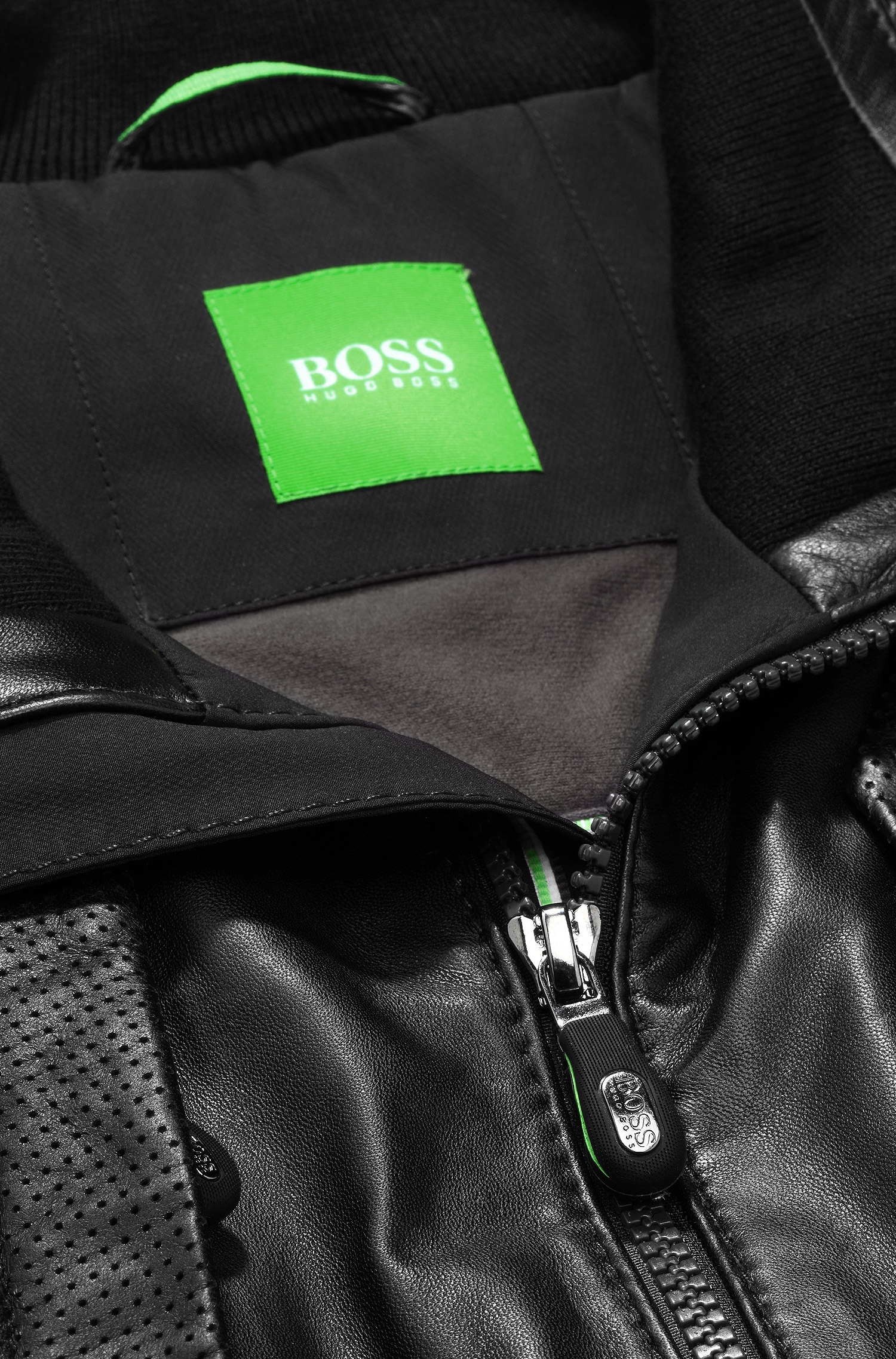 Boss Green Leather Jacket Janay In Lambskin Black For Men Lyst Gallery