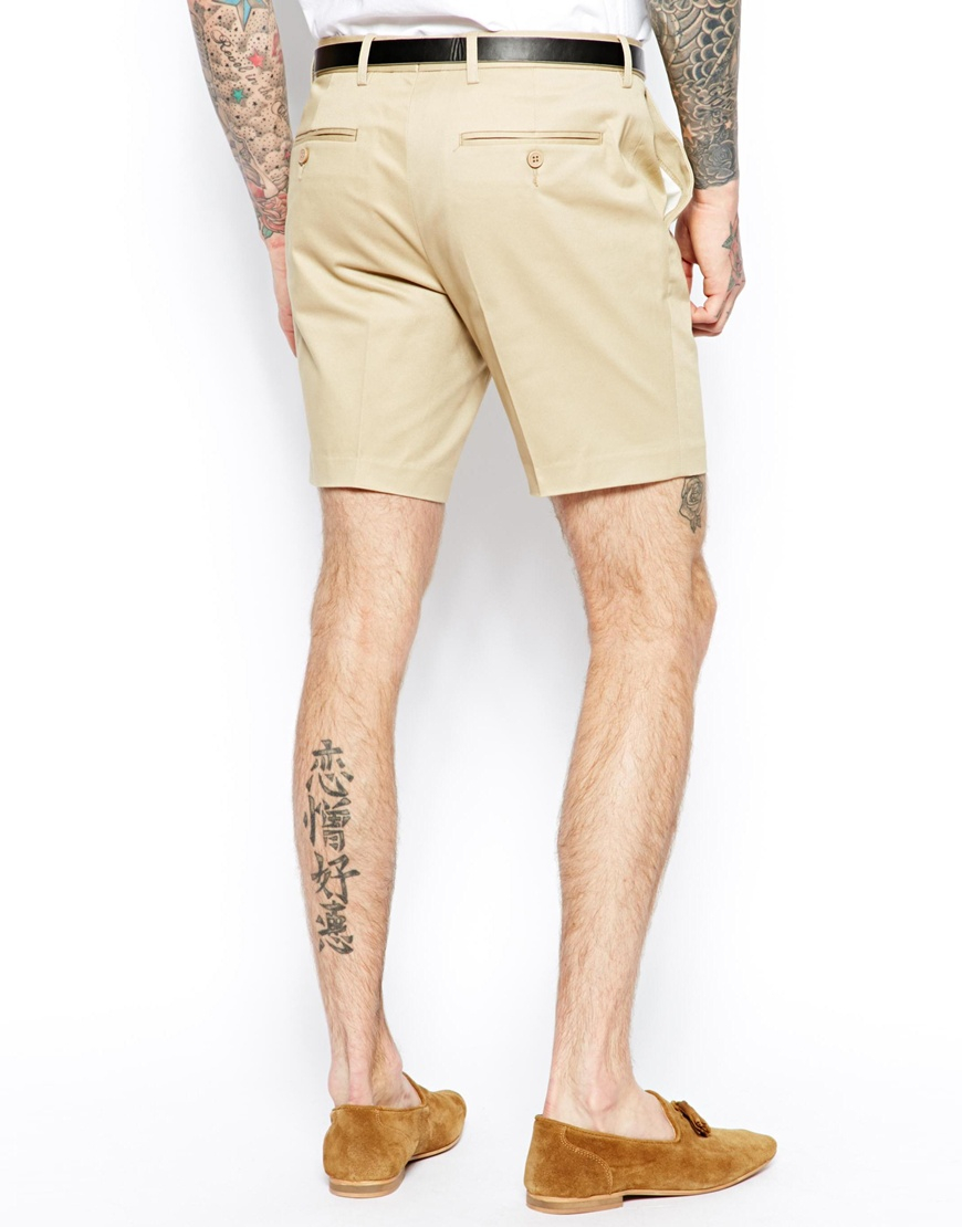 ASOS Slim Fit Smart Chino Shorts in Natural for Men - Lyst