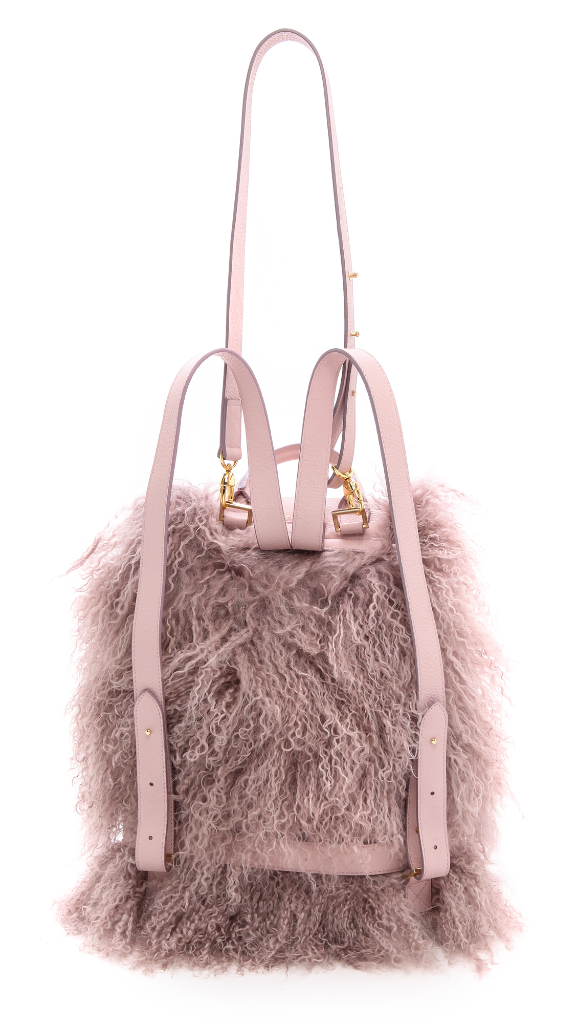 Lyst - Meli Melo Shearling Thela Backpack - Dusty Pink in Pink