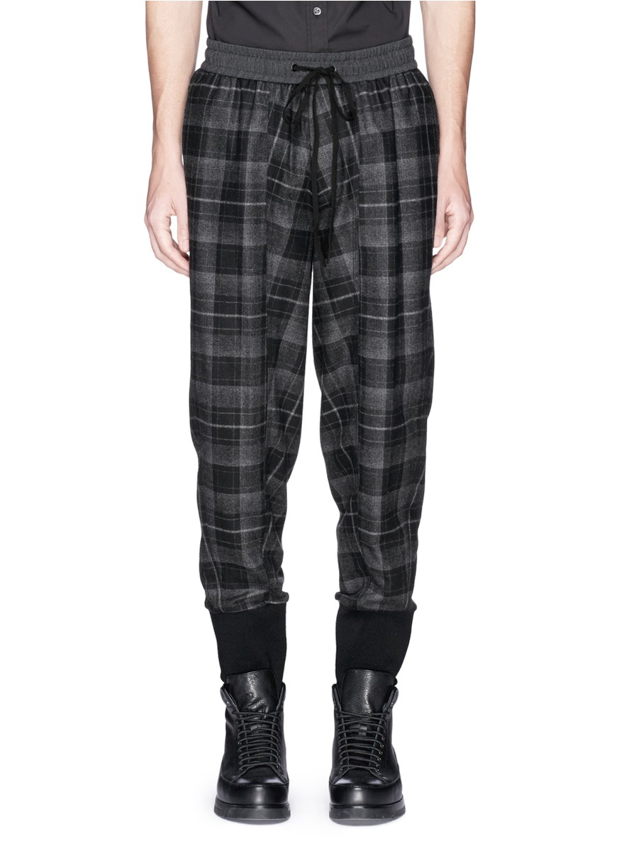 3.1 phillip lim Tartan Plaid Jogging Pants in Gray for Men | Lyst