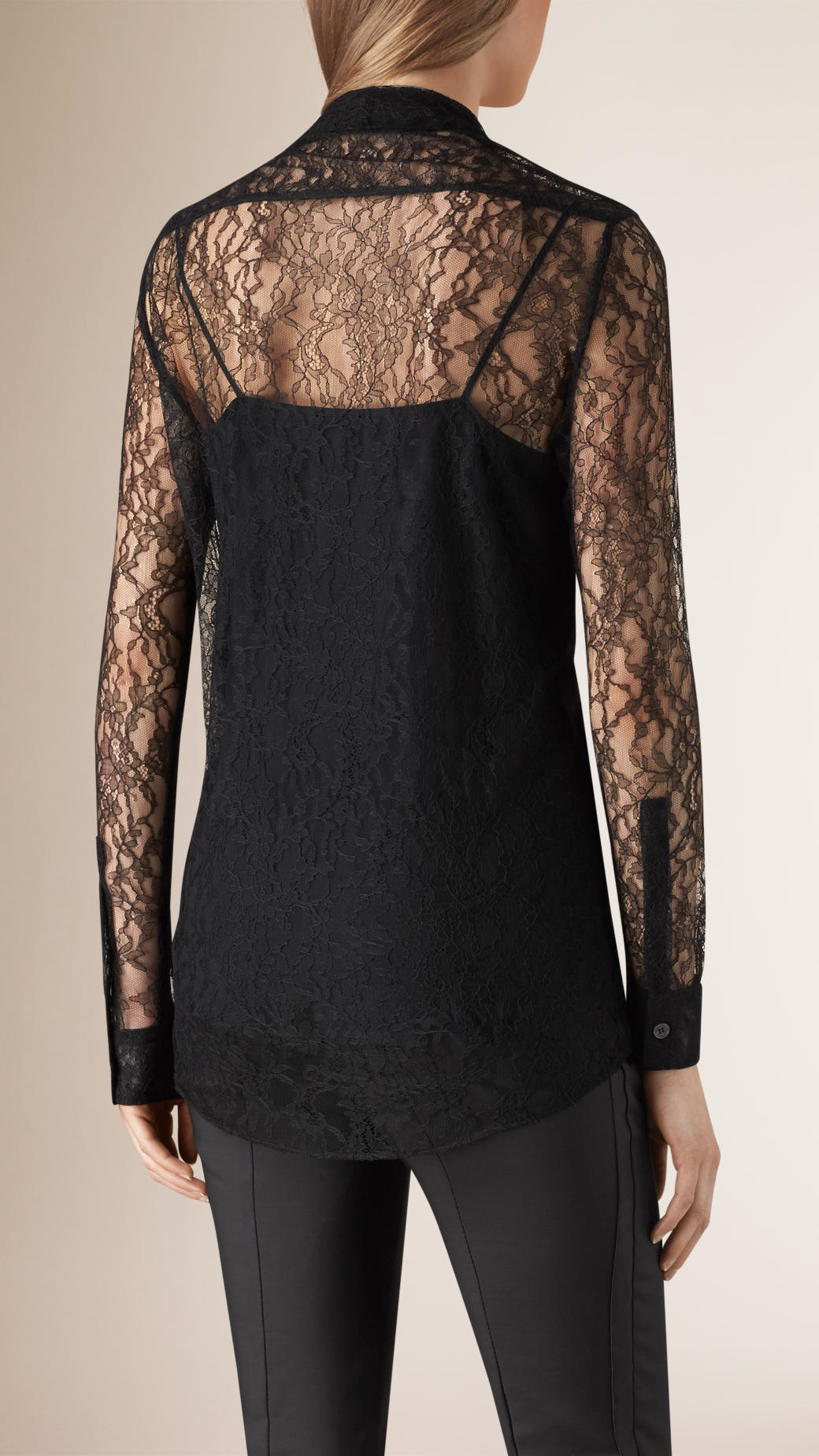 Lyst Burberry French Lace Shirt in Black