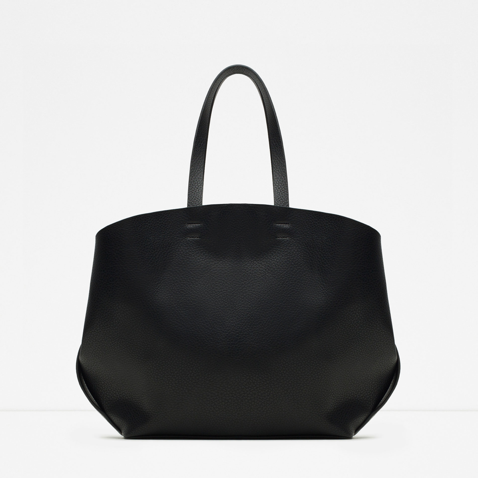 Zara Contrasting Tote Bag in Black | Lyst