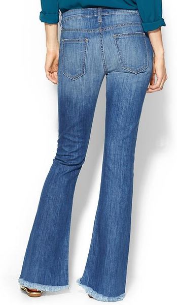 Current/elliott The Flip Flop Frayed Hem Bootcut Jeans in Blue ...