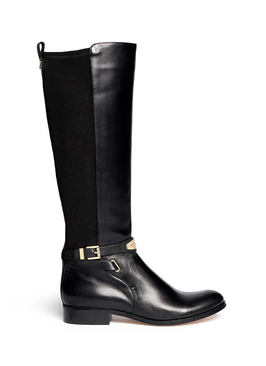 michael kors black leather high heel boots