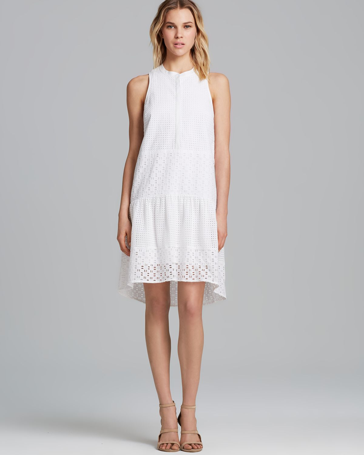 Tibi Dress - Kay Eyelet in White | Lyst