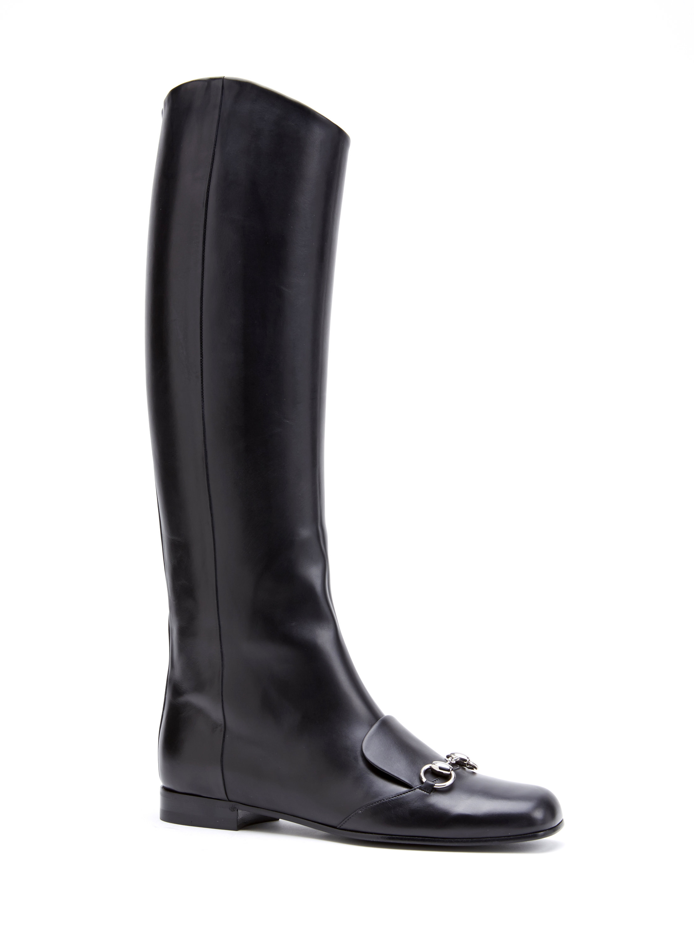 Lyst Gucci Lillian Horsebit Leather KneeHigh Boots in Black