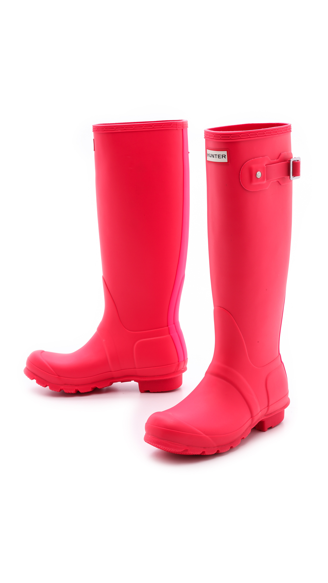 Hunter Original Stripe Tall Boots Bright Coral in Pink | Lyst