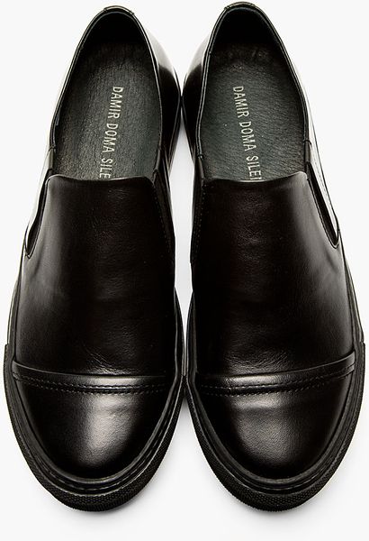 Silent - Damir Doma Black Leather Capped Slip-on Sneakers in Black for ...