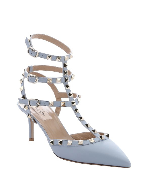 Lyst Valentino Powder Blue Leather Rockstud Slingback Kitten Gallery