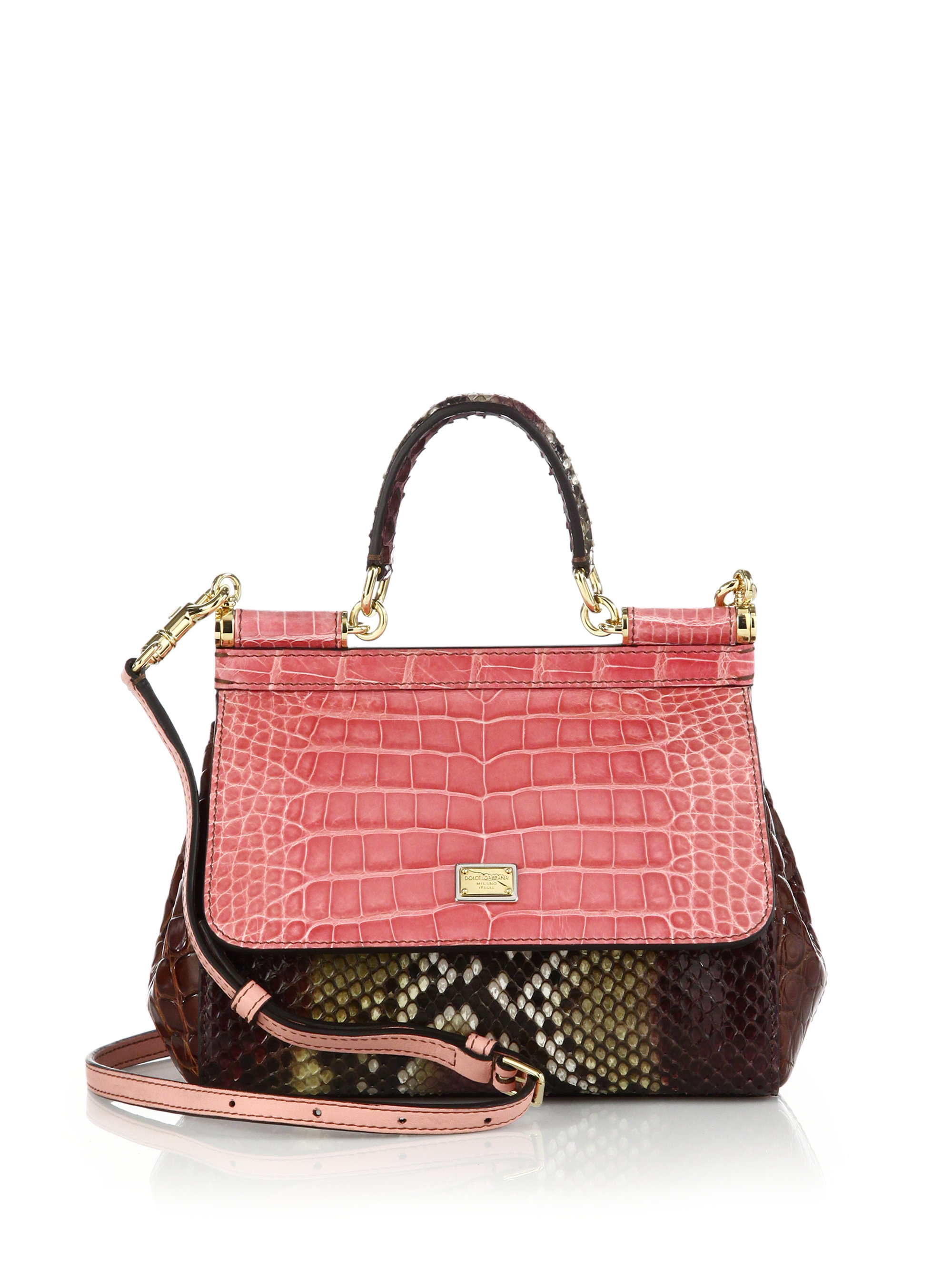 Lyst Dolce Gabbana Sicily Small Multicolor Crocodile Python Gallery
