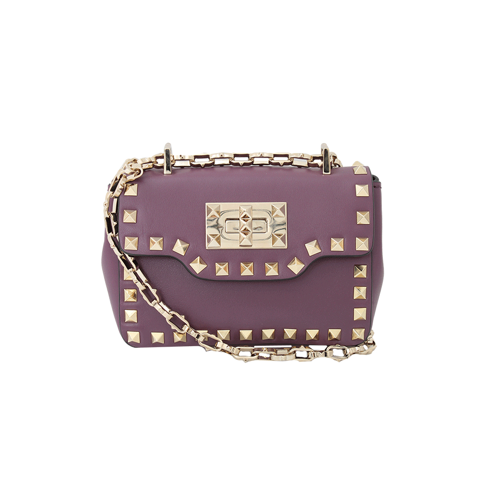 Valentino Rockstud Small Chain Flap Bag in Purple (AUBERGIN) | Lyst