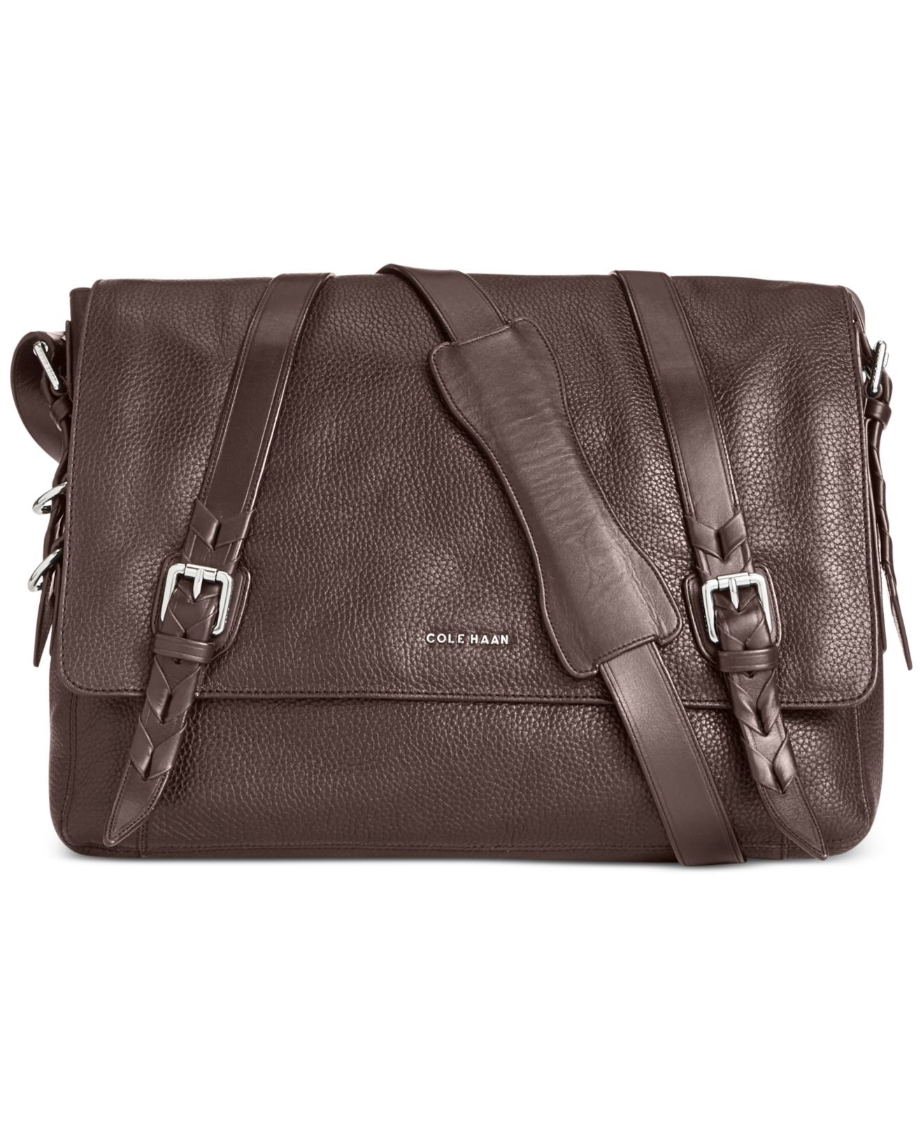 Lyst Cole Haan Pebbled Leather Messenger Bag In Brown For Men Gallery
