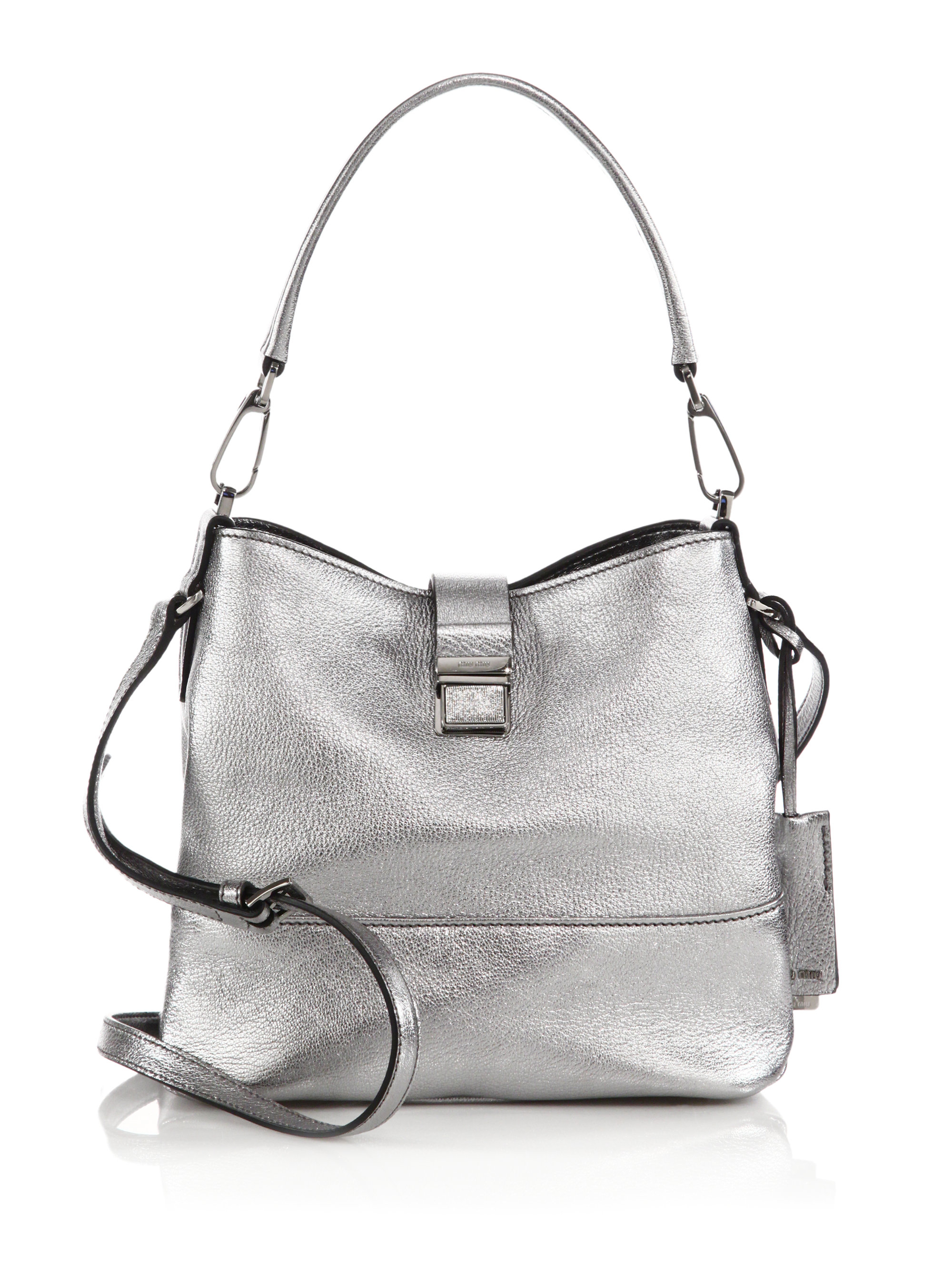 Lyst Miu Madras Metallic Leather Crossbody Bag In Gallery