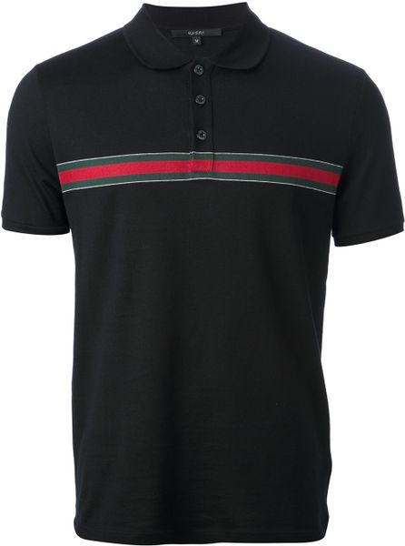 Gucci Striped Panel Polo Shirt in Pink for Men (black) | Lyst