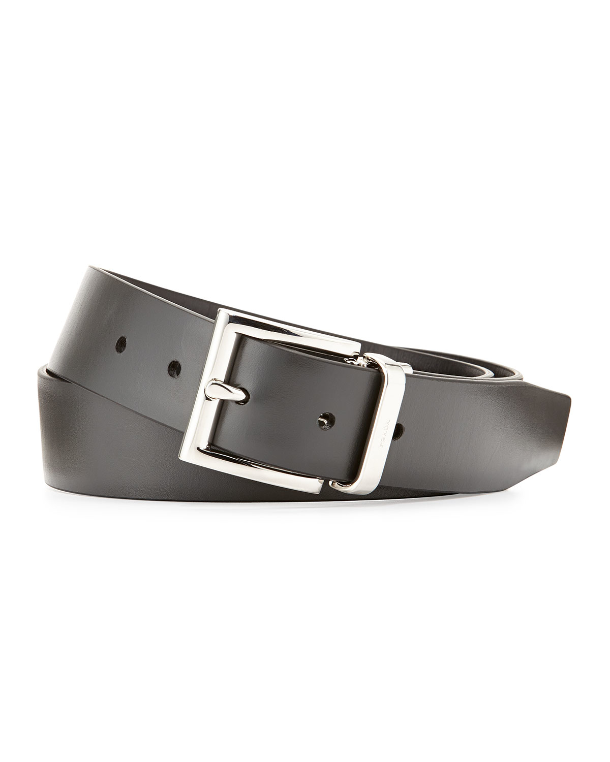 Prada Vitello Luxe Reversible Belt in Gray (BLK/GREY) | Lyst  