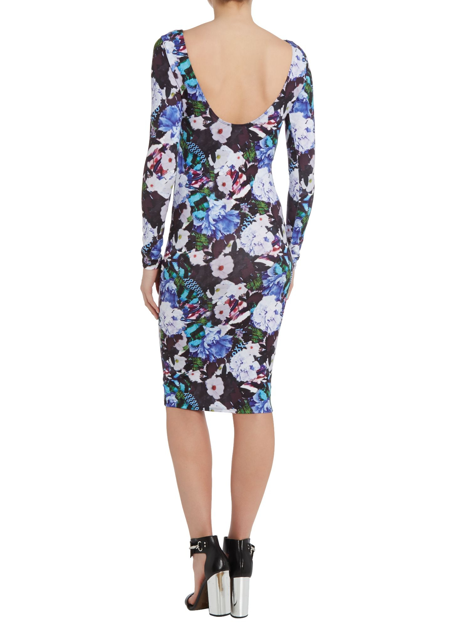 Bodycon dress sleeve print long white floral guide