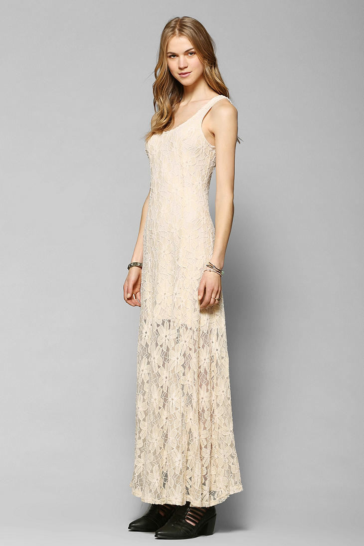 Lyst - Urban Outfitters Love Sadie Allover Lace Maxi Dress in Natural
