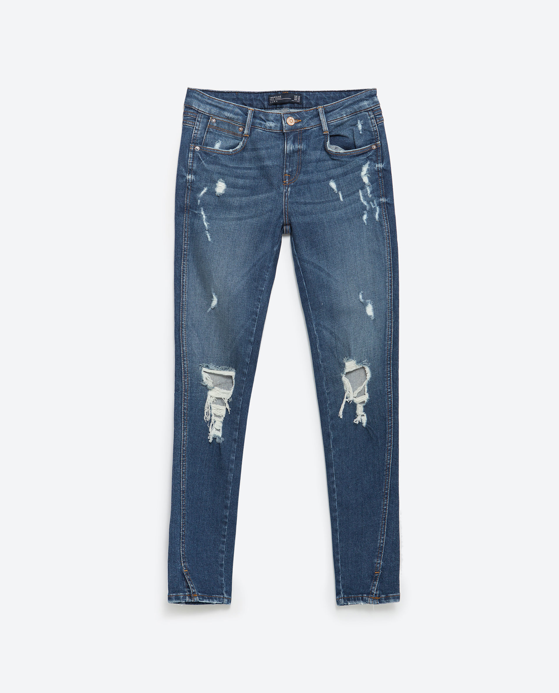 Zara Ripped Skinny Jeans in Blue (Navy blue) | Lyst