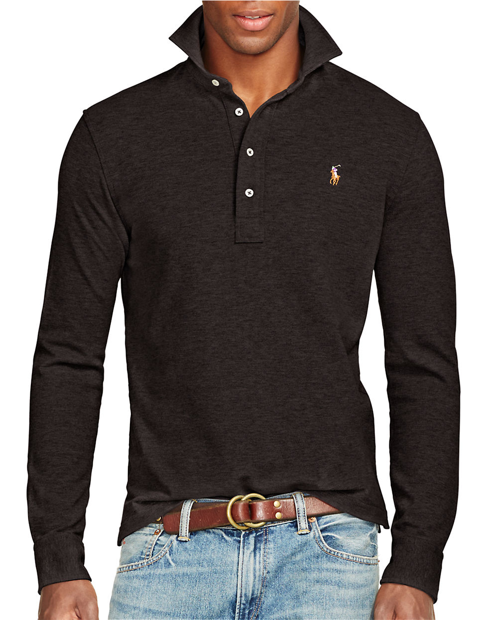 Polo ralph lauren Long-sleeved Mesh Estate Shirt in Black for Men (Polo ...