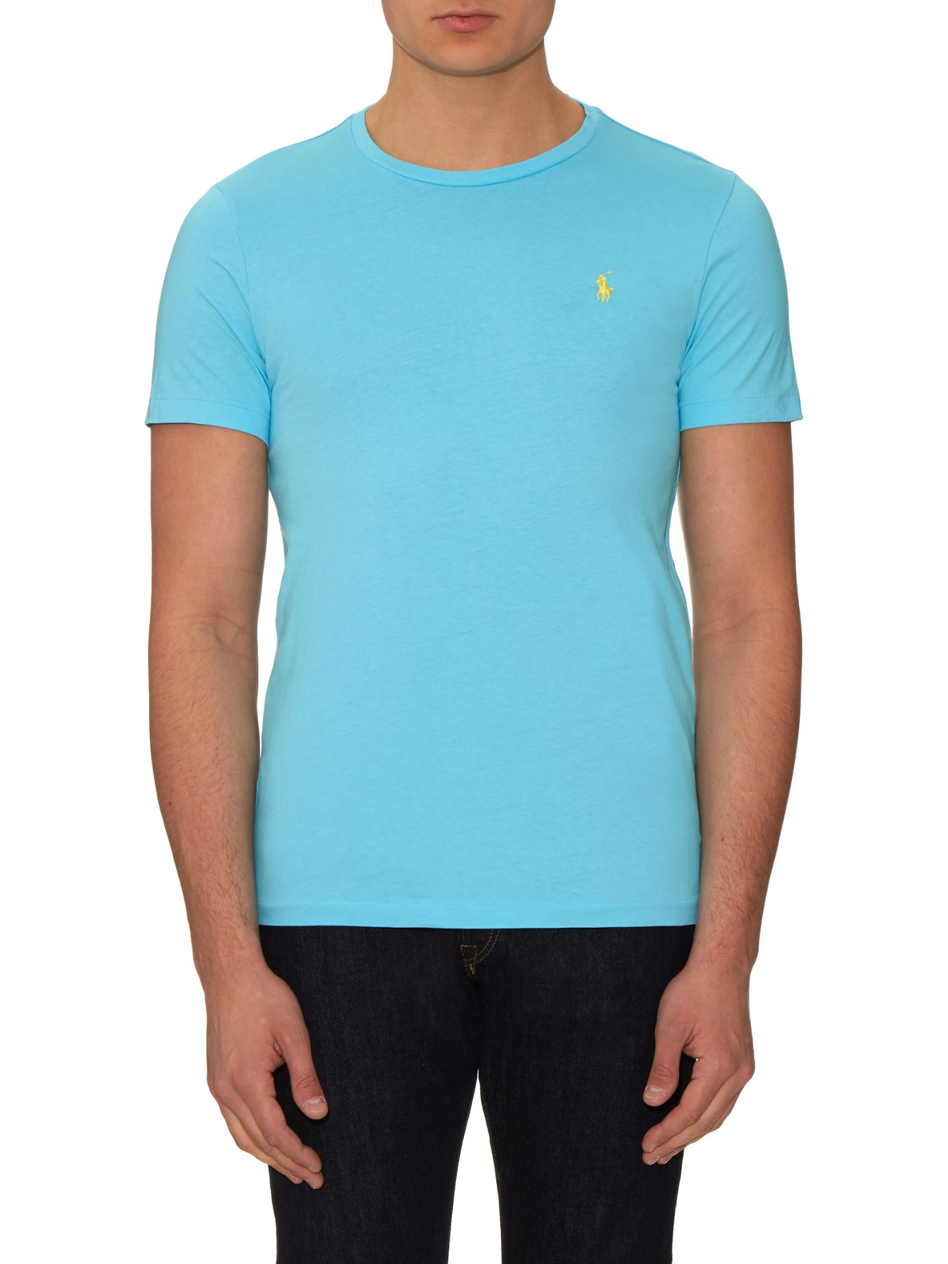Lyst - Polo ralph lauren Logo-embroidered Cotton T-shirt in Blue for Men