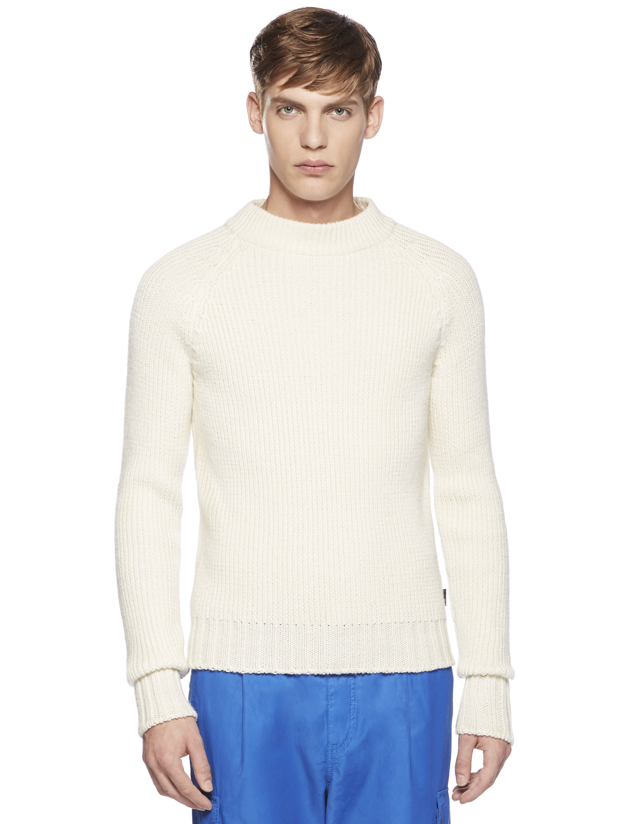 Gucci Wool Knit High Neck Sweater in White for Men | Lyst