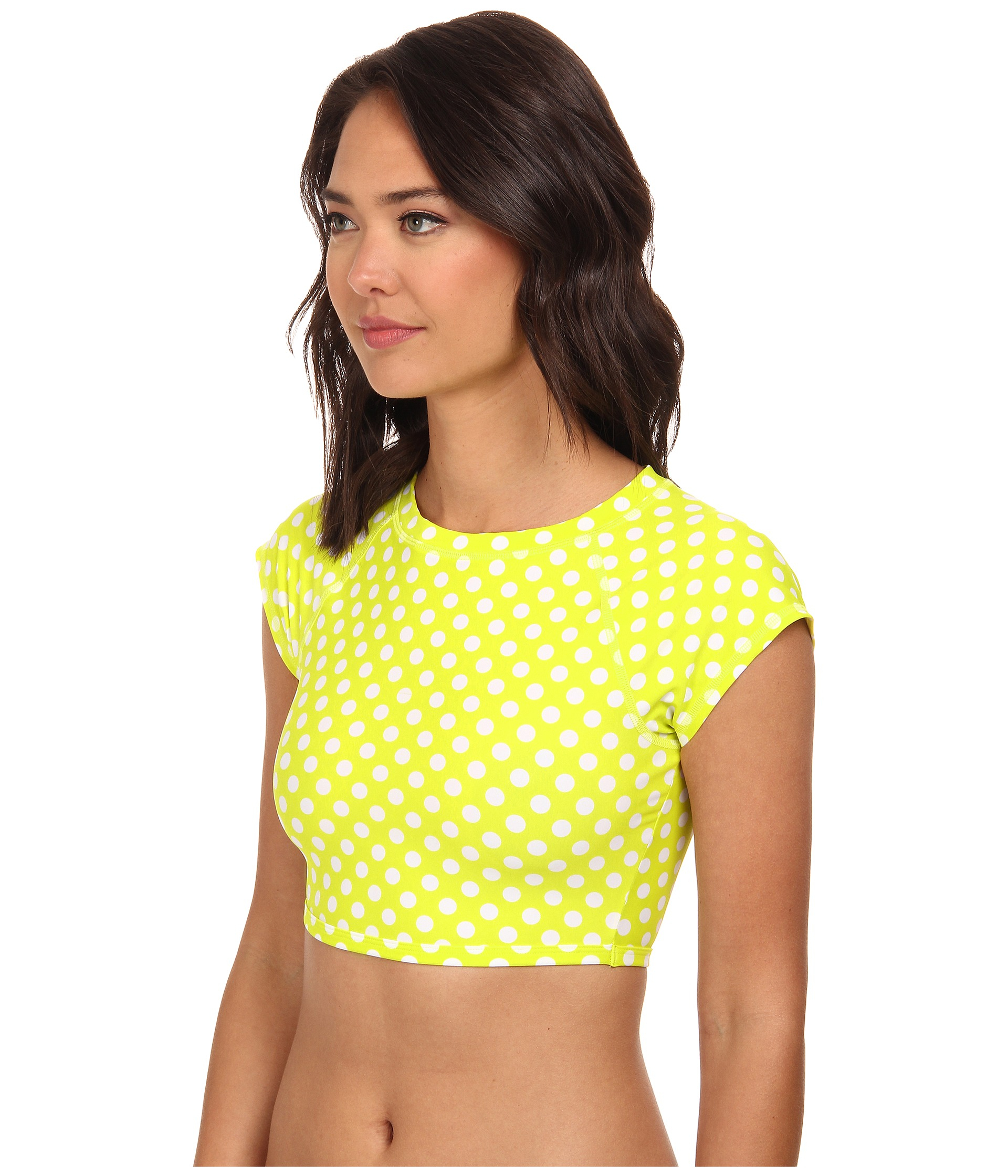 Roxy Optic Nature S S Crop Rashguard In Yellow Lyst