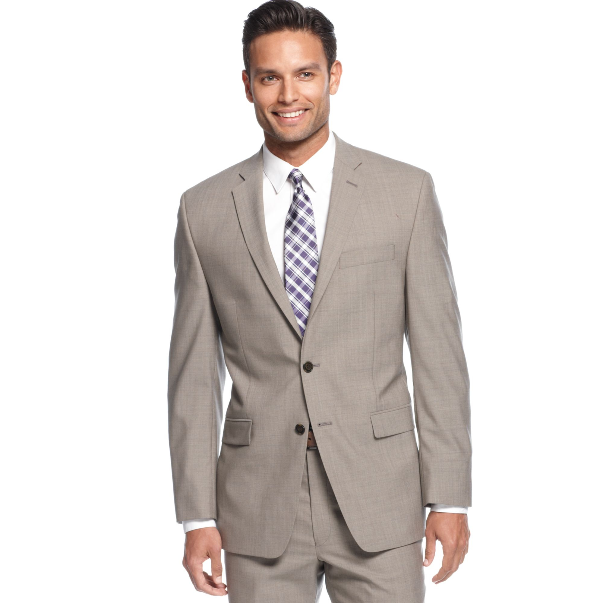 Lyst - Calvin Klein Taupe Sharkskin Slim Fit Suit in Brown for Men