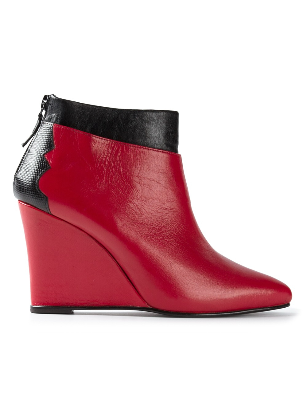 womens red wedge boots