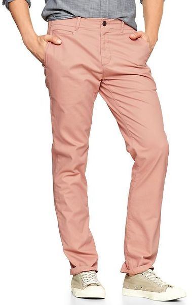 Gap Lived-In Slim Khaki in Pink for Men (POTPOURRI PINK) | Lyst