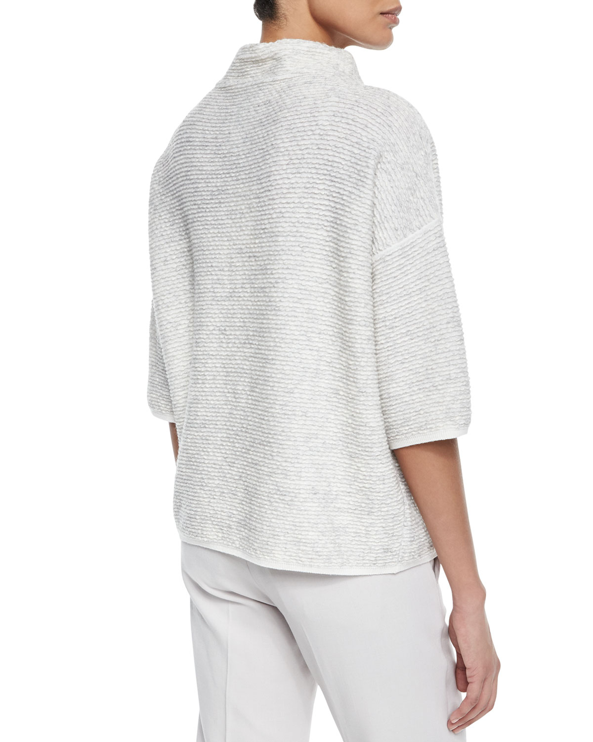 Download Max Mara Mock-Neck Textured Knit Sweater in White - Lyst