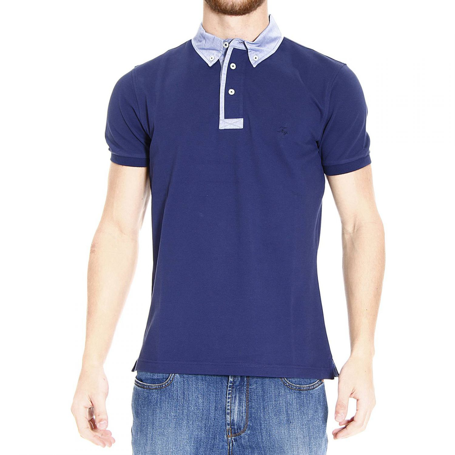 Lyst - Fay T-Shirt Polo Half Sleeve Piquet Collar Hambray Botton Down ...