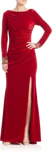 badgley mischka red strapless ball gown