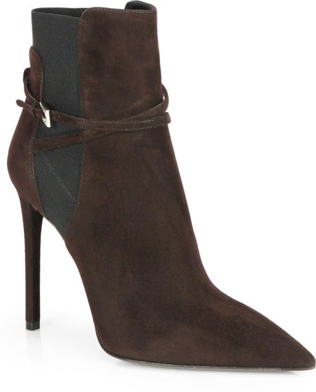 Prada Suede Pointtoe Ankle Boots in Black (MORO-BROWN) | Lyst