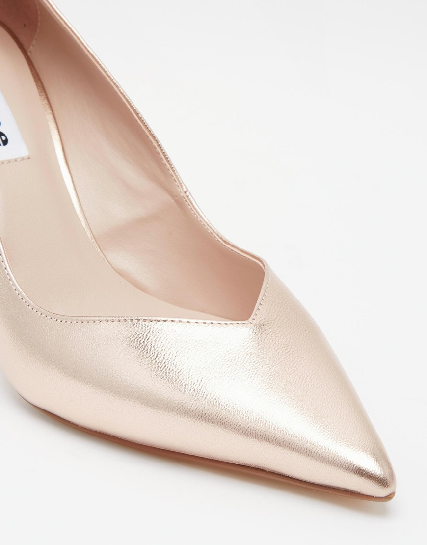 Lyst Dune Alessia Rose Gold Sweetheart Heeled Court Shoes in Metallic