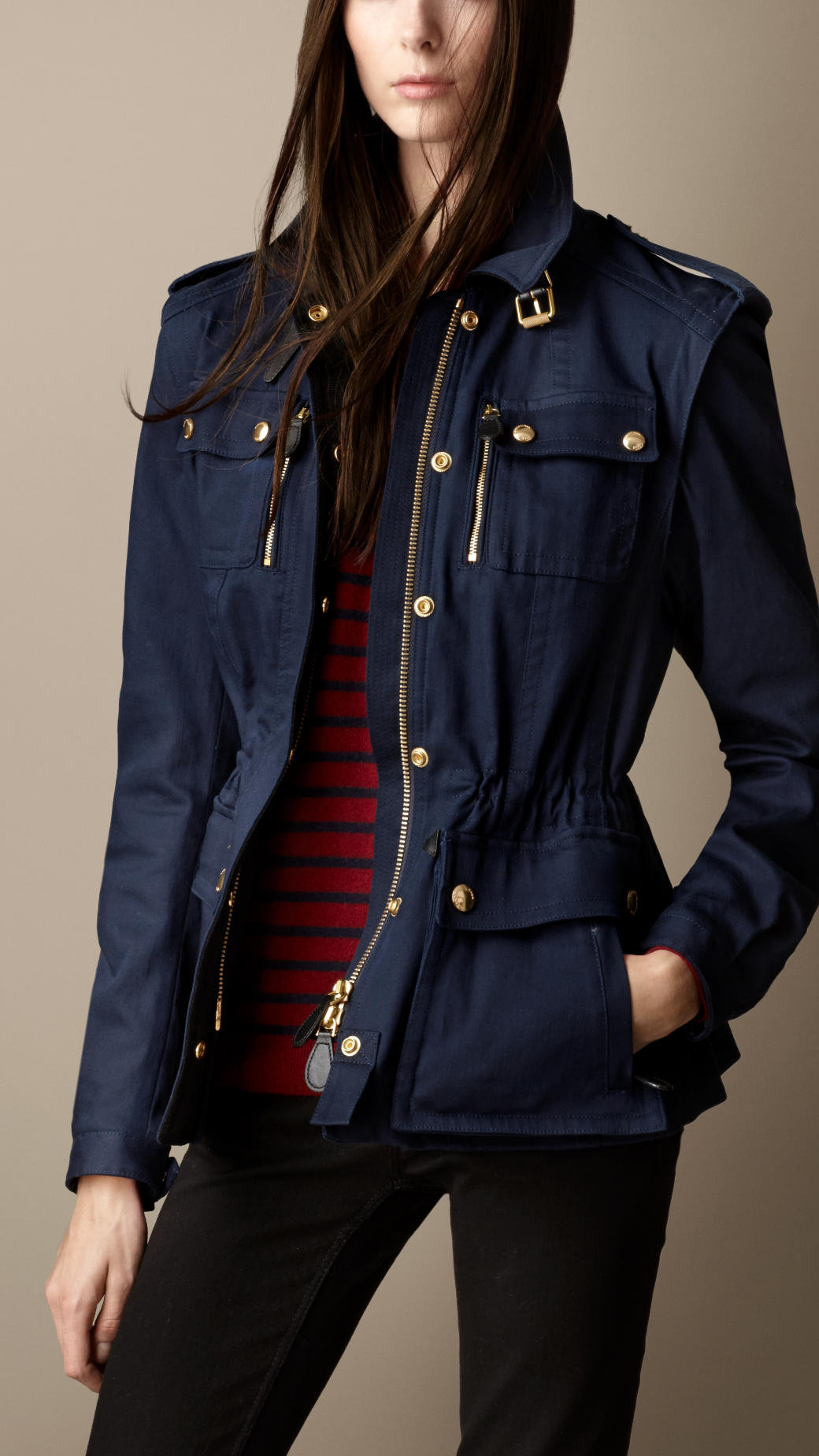 Lyst - Burberry Cotton Sateen Field Jacket in Blue