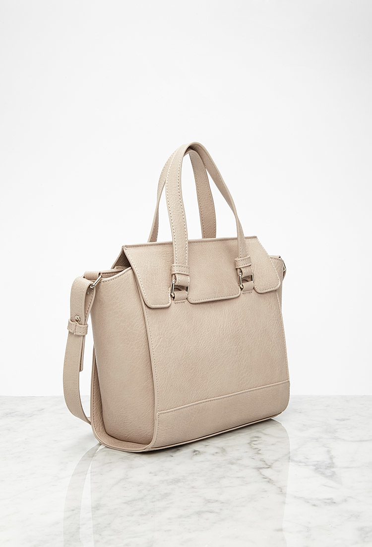 Lyst Forever 21 Faux Leather Crossbody Trapeze Bag in Natural