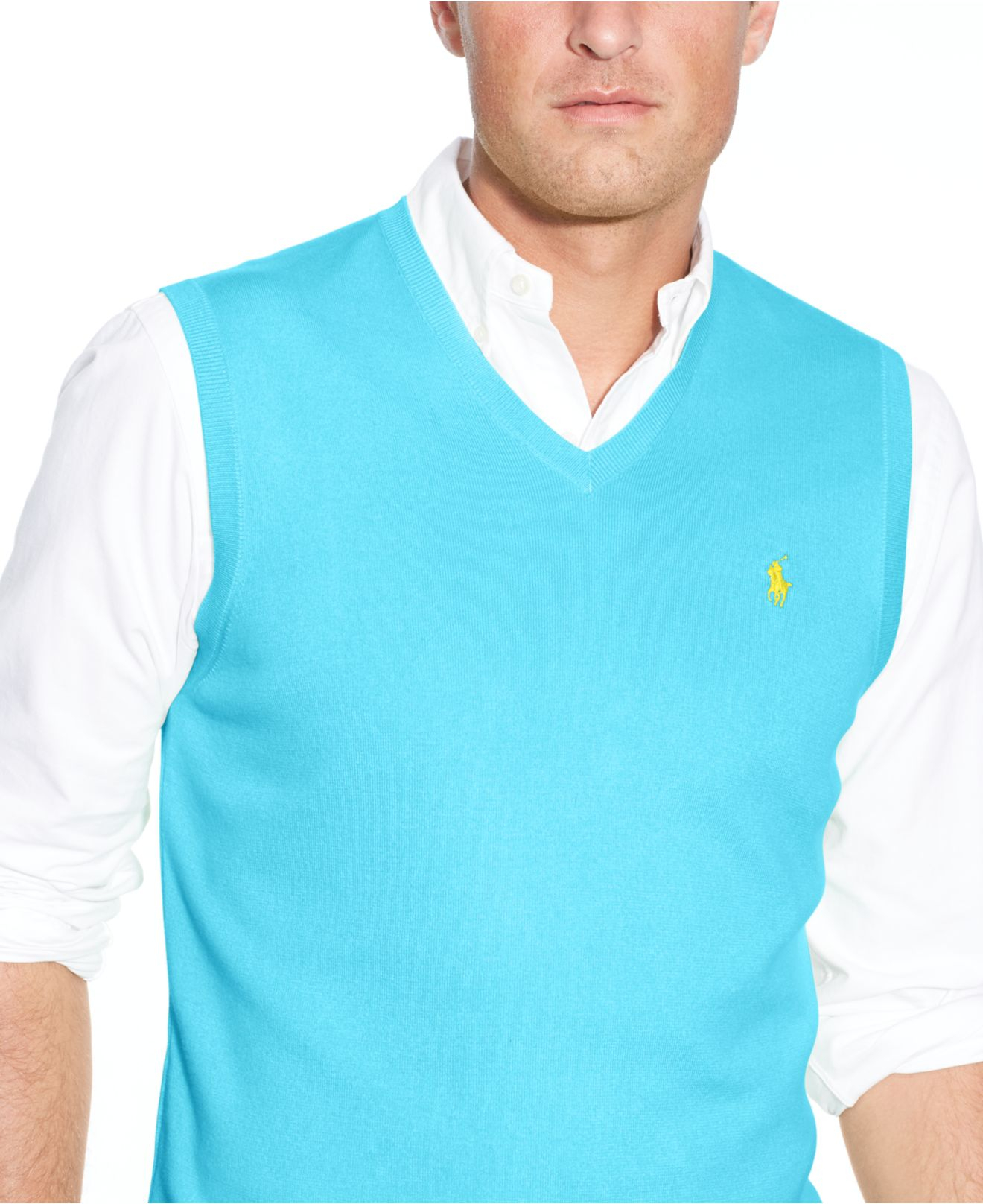 Polo ralph lauren Big And Tall Pima Cotton V-Neck Sweater Vest in Blue ...