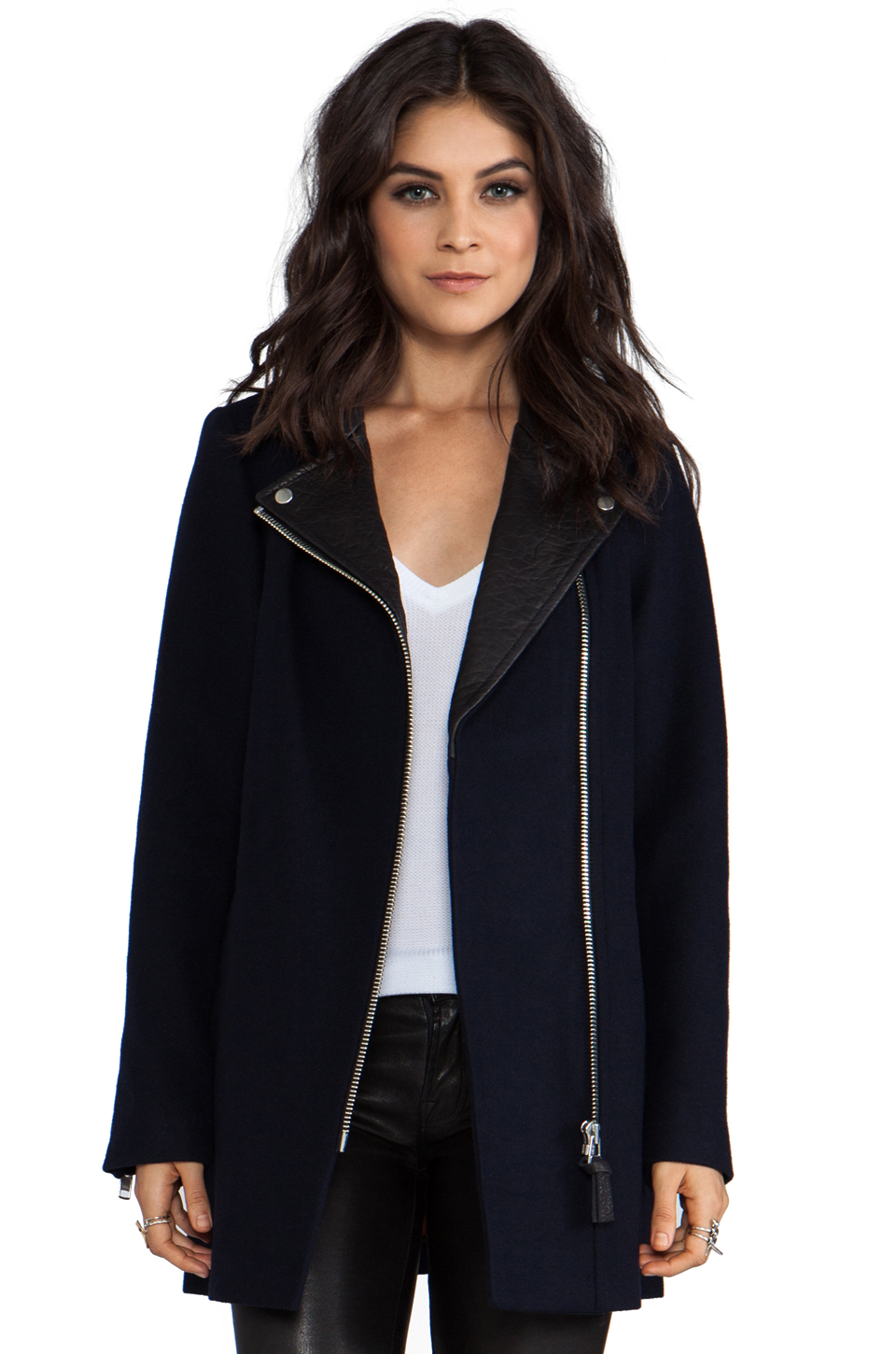Lyst Mackage Phylis Flat Wool Coat in Navy in Blue